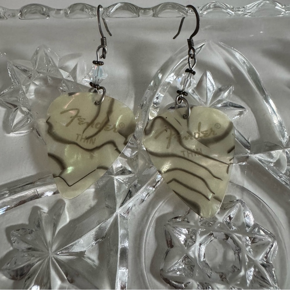 Vintage Upcycled Fender Guitar Pick Earrings